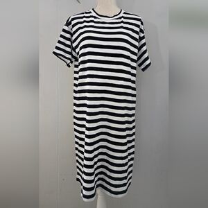 Old Navy Black and White Striped Midi Dress